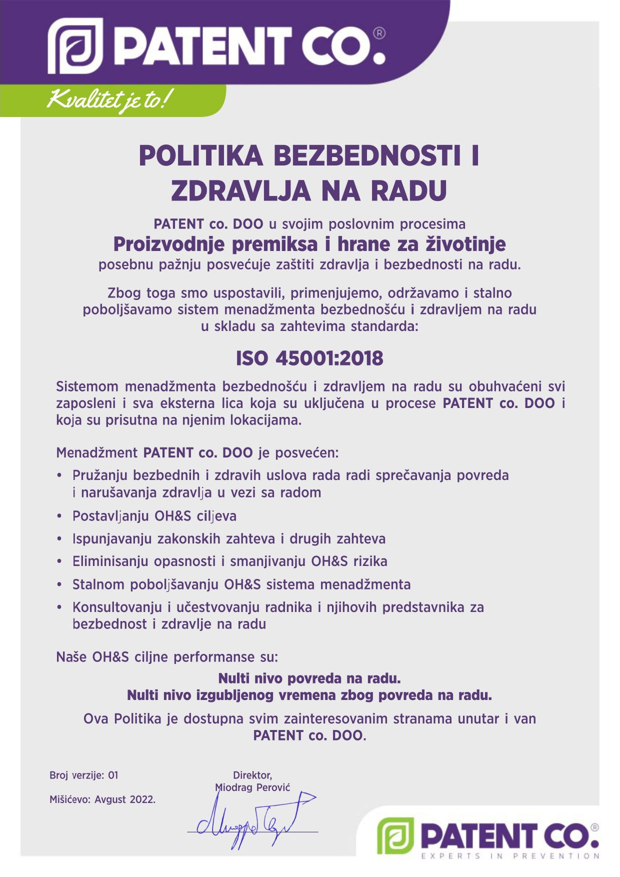Politika bezbednosti i zdravlja na radu
